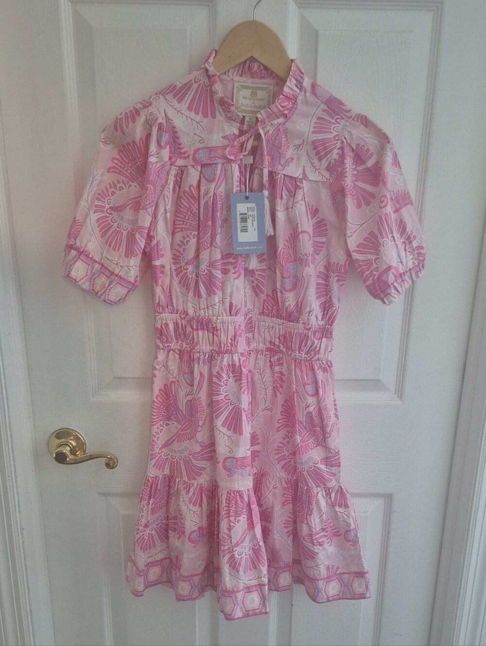 NEW Pink Floral Ruffled Waist Tie Dress